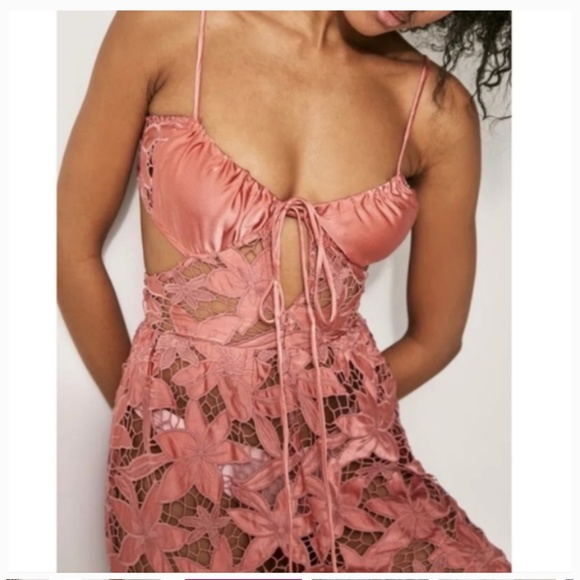 Free People FP Intimatley By the Sea Lace Embroidered Floral Flower Coral Romper - Picture 4 of 7